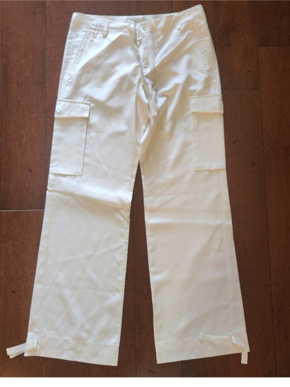 Banana Republic 100% Silk Cargo Pant Jogger In Cream Size 0